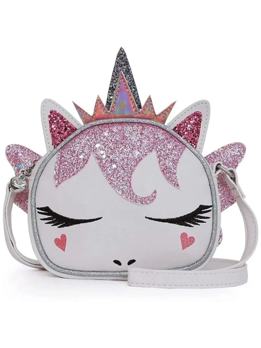 White Pink Miss Gwen Unicorn Sparkle Sequin Accent Crossbody Handbag NWT NEW